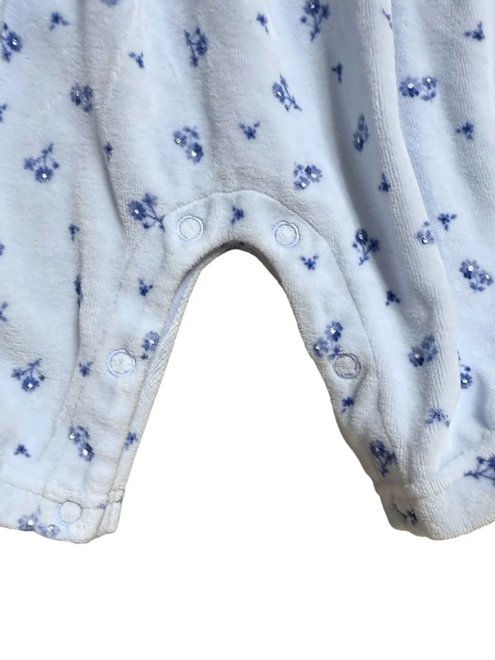 Carter’s Baby Girl 2-Piece Outfit Set Blue Floral Velour Romper & White Top 3M